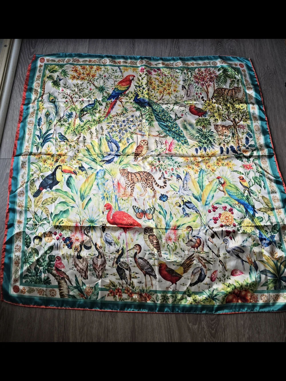 Tropical Bird Jungle Print Square Scarf 34